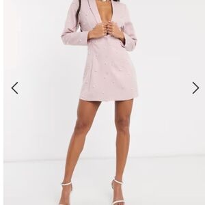 ASOS Sexy Wedding Formal Event Night Out Bachelorette Pearl Blazer Mini Dress